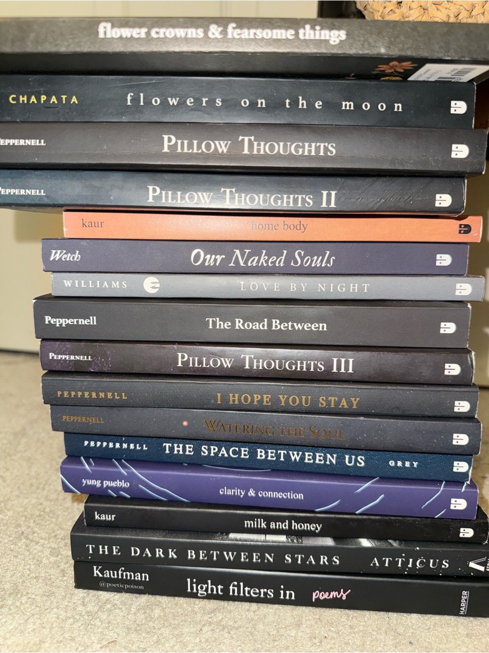 Stack of Assorted Decorative Book Spines - Black, Navy, Purple, Gray